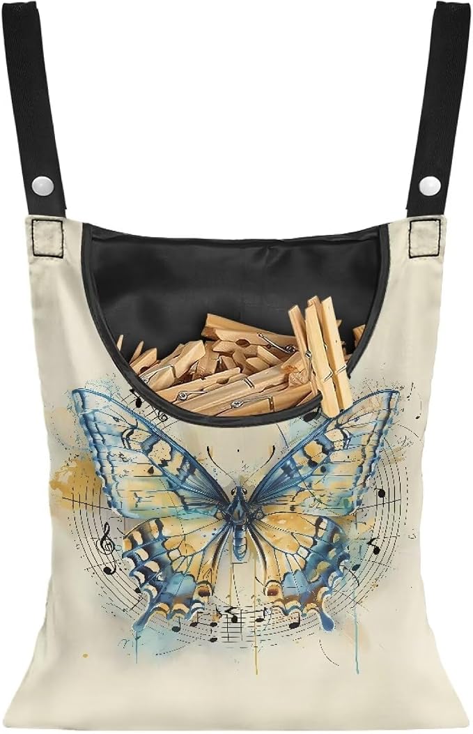 Yellow Butterfly Clothespin Bag by Vanideaoty