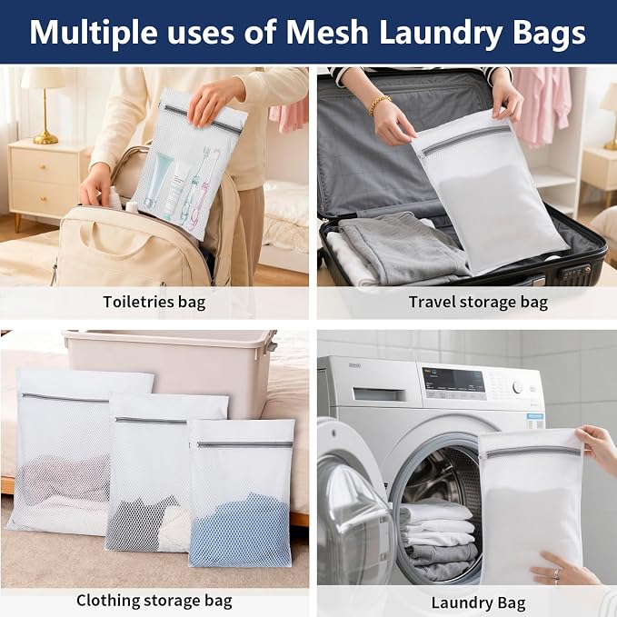 Laundry Bag Backpack with 3 Sizes Mesh Wash Bags and Shoulder Straps Foldable - Image 4