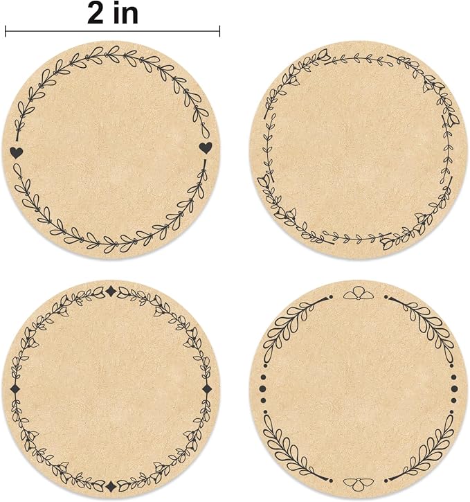 2" Canning Labels for Jars & Lids, 4 Different Wreath Designs, Food Labels - Image 2
