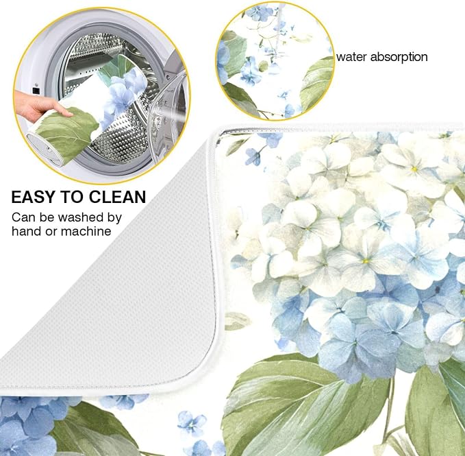 Watercolor Hydrangeas Dish Drying Mat Super Absorbent Drying Mat 18x24 inch - Image 2