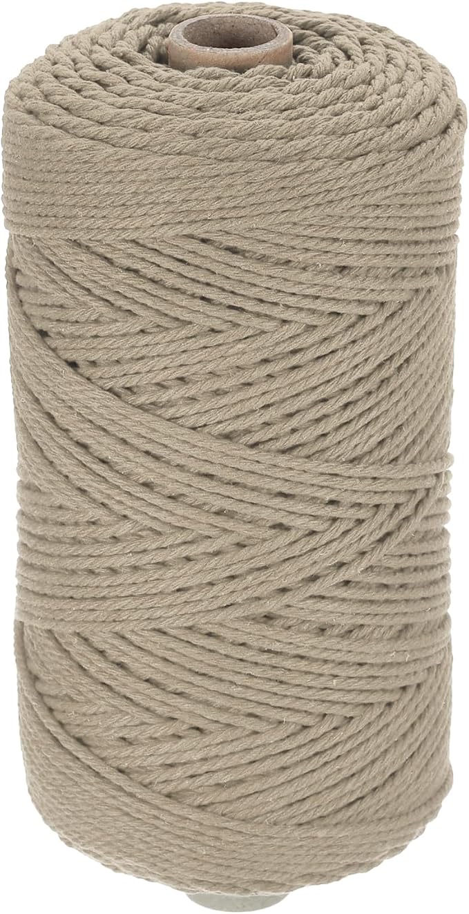 HARFINGTON Natural Macrame Cord 2mm x 220 Yards 3 Strand Twisted Cotton Macrame by HARFINGTON