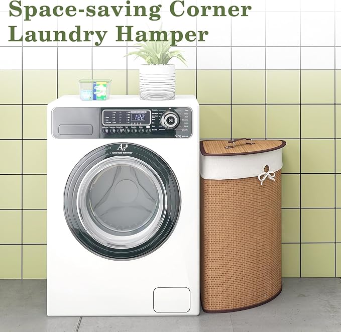 Julimoon Laundry Hamper with Lid, Bamboo Laundry Basket with Removable Liner - Image 4