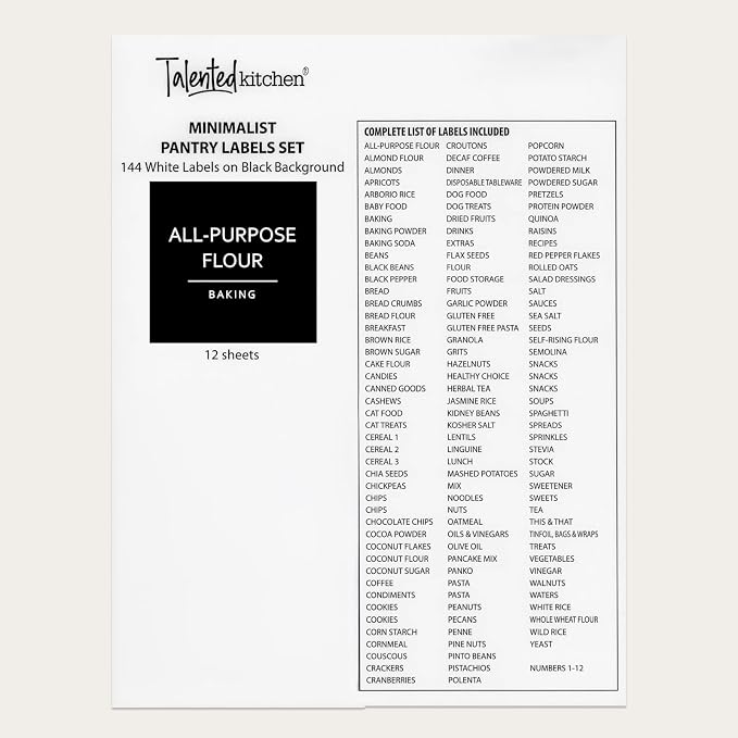 Talented Kitchen 144 Minimalist Pantry Labels – Preprinted White All-Caps on - Image 8