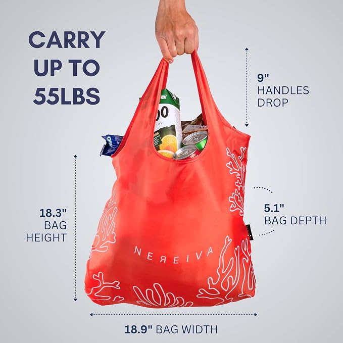 4 Pack Foldable Grocery Bags into Tiny Pouch - Image 2