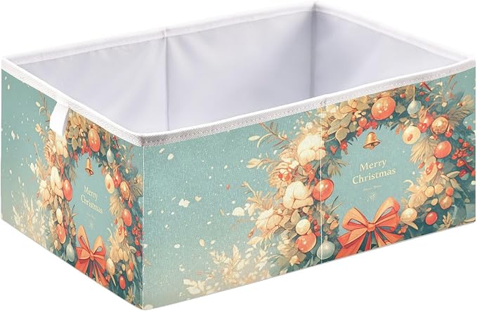 senya Large Storage Bins Christmas Wreath Red Green Collapsible Foldable - Image 2