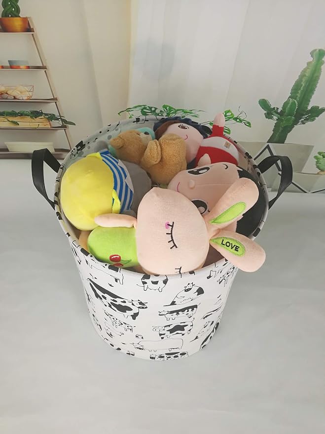 KUNRO Round Laundry Gift Basket Storage Hamper, Clothes Storage Organizer Bins - Image 5