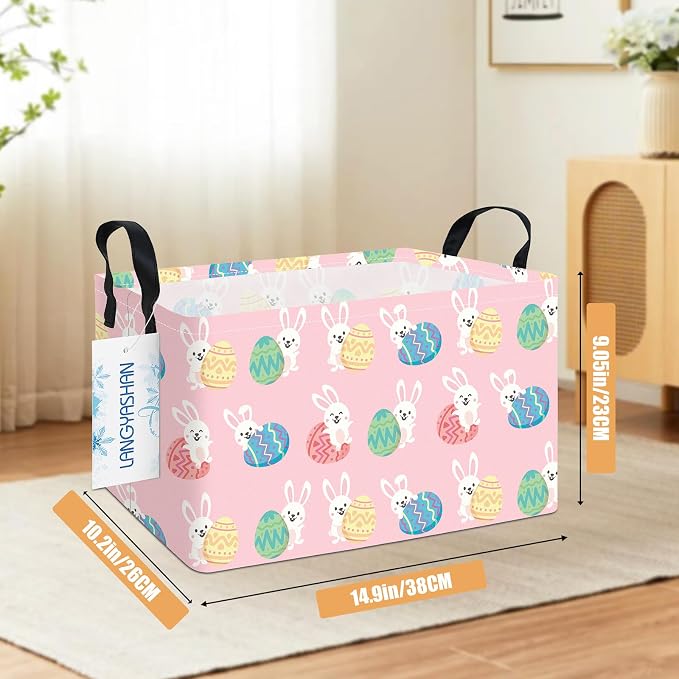 LANGYASHAN Rectangular Storage Bin Collapse Canvas Fabric Cartoon Storage Basket - Image 2