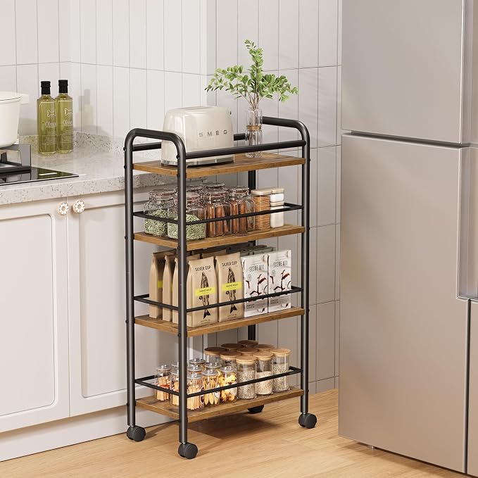 Slim Storage Cart, 4-Tier Small Rolling Cart - Image 5