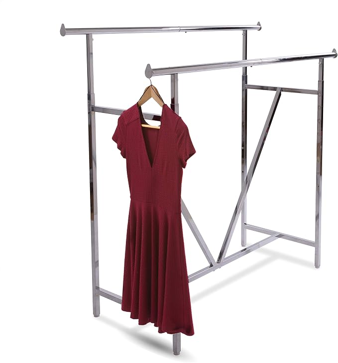 Econoco - Adjustable Heavy Duty Double Bar, Retail Clothing Rack, Rectangular - Image 2
