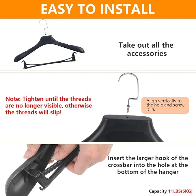 Plastic Extra Wide Suit Hangers, Width: 17.7", Notched Shoulders & Metal Hooks - Image 8