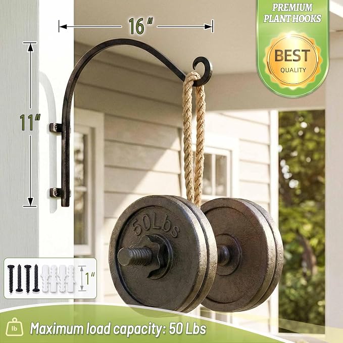 Heavy Duty Hanging Plant Bracket: 50lbs Weight Capacity - Image 3