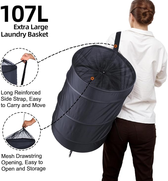 BATTOO Collapsible Laundry Baskets- Foldable Hamper - Image 3