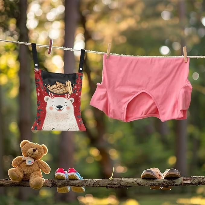 Bear Clothespin Bag with Hanging Hook Summer Laundry Clothes Pin Holder - Image 4