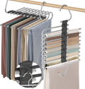 Upgrade 9 Layers Pants Hangers Space Saving, 2 Pack Non Slip Stainless Steel by Besslly