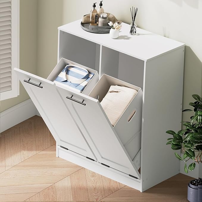 HOOBRO Double Laundry Cabinet, 22 Gal. Hamper Cabinet by HOOBRO
