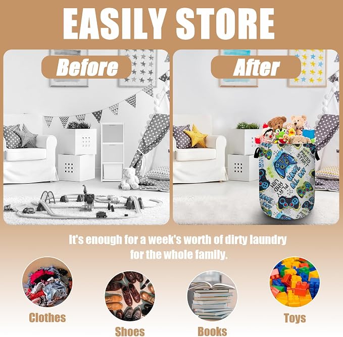 Cool Game Machine Laundry Basket, Colorful Games Laundry Hamper Tote Bag Dirty - Image 3