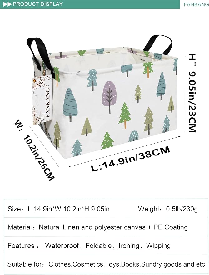 FANKANG Storage Bins, Nursery Hamper Canvas Laundry Basket Foldable - Image 2