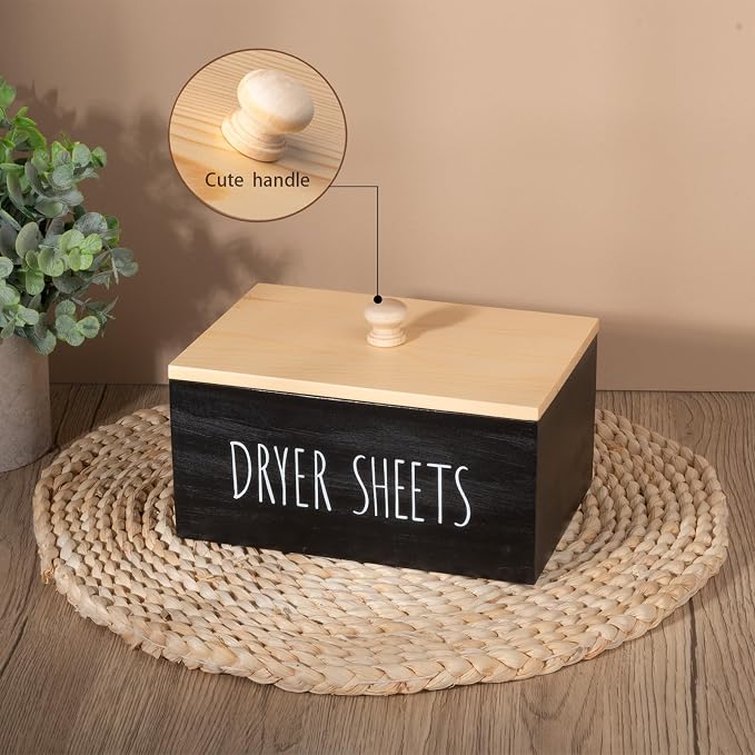 zoocatia Laundry Room Decor Dryer Sheet Container Wood Detergent Dispenser - Image 7