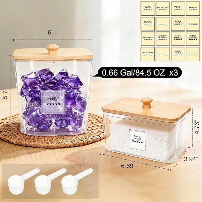 4 Pack Laundry Pods Container and Dryer Sheet Holder - Image 3