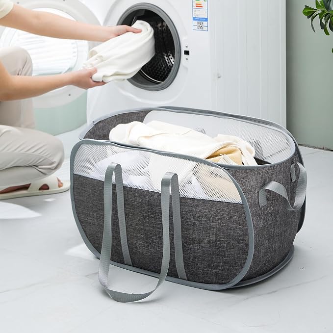 Pop-Up Laundry Basket，collapsible Mesh Laundry Hamper– - Image 4
