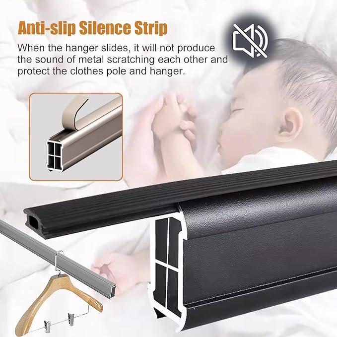 Clothes Rail for Wall, Metal Closet Bar for Hanging Clothes, Thick Garment Pole - Image 5