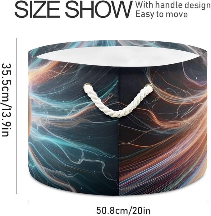 Baseball Print Round Storage Basket Sport Lightning Ball Large Laundry Hamper - Image 2
