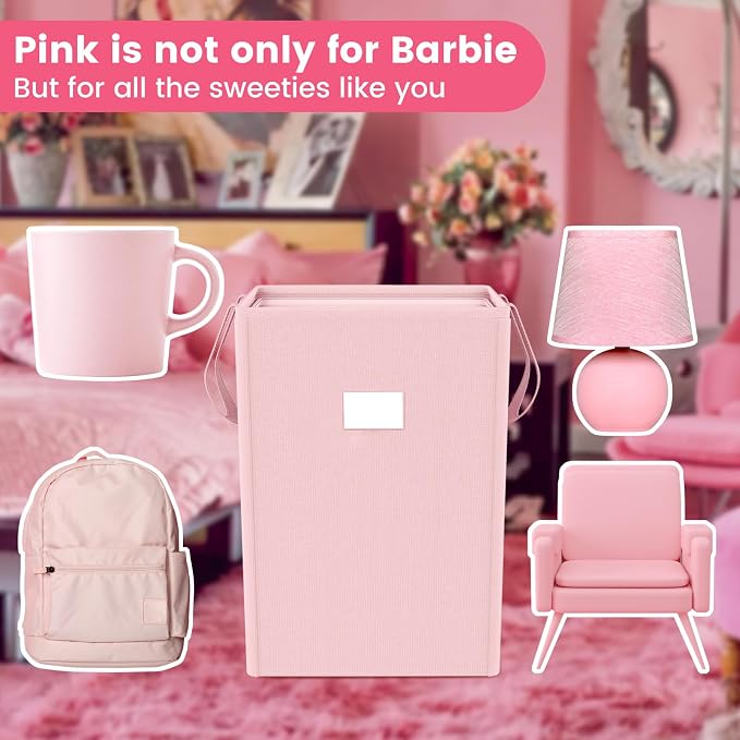 MCleanPin 220L Pink Laundry Hamper Large Collapsible Basket - Image 7
