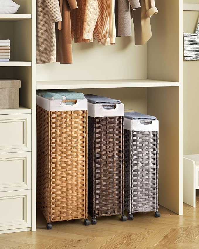 Greenstell Laundry Hamper with Wheels, 17.4 Gallon Slim Laundry Basket with 2 - Image 5