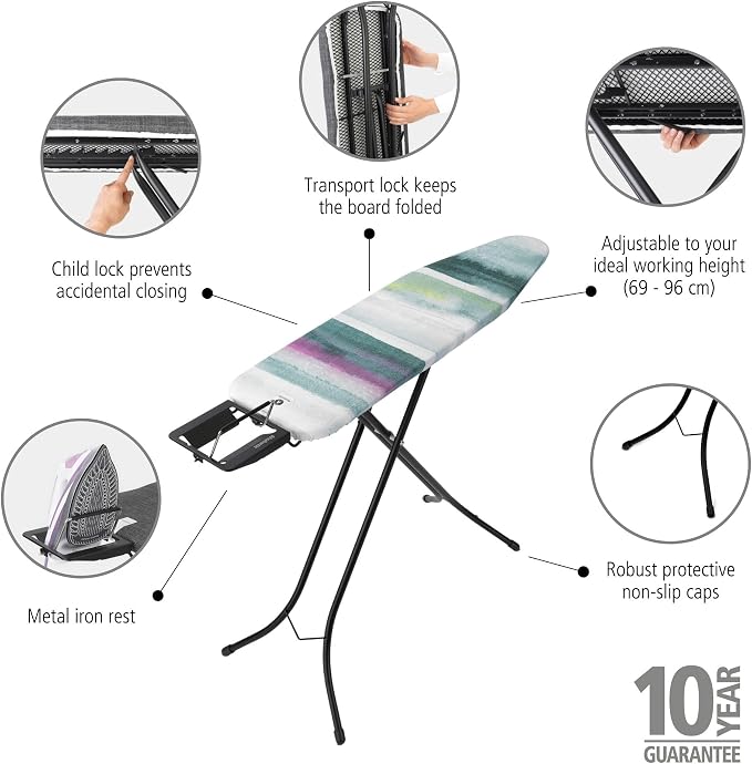Brabantia Size A Compact Small Ironing Board 7 Height Options, Adjustable Steam - Image 3