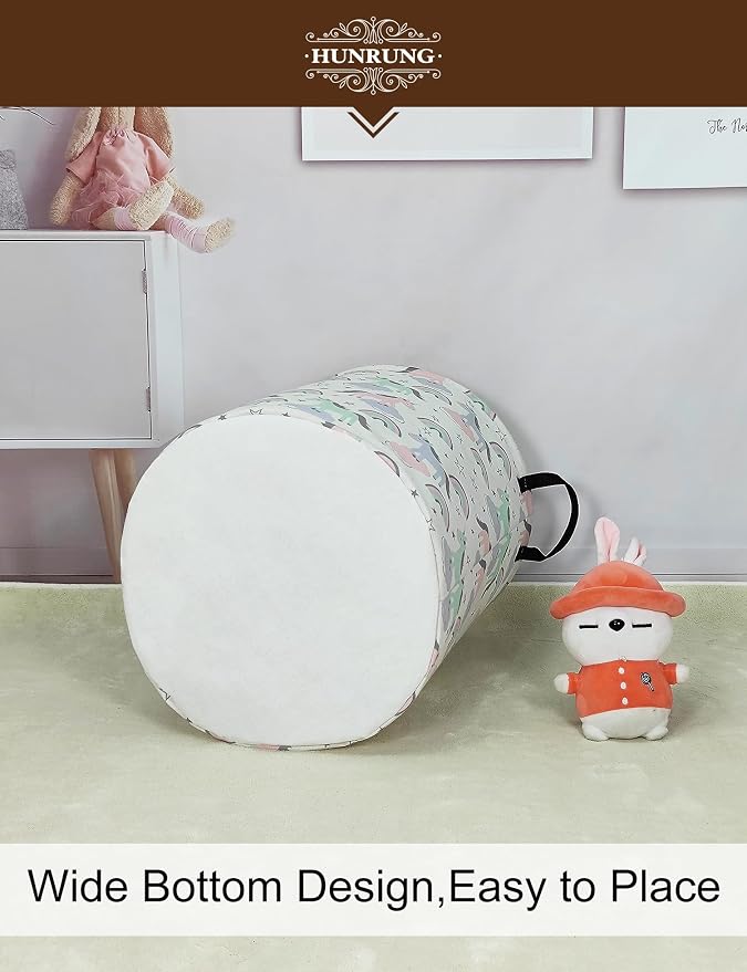 HUNRUNG Laundry Hamper, Large Canvas Fabric Lightweight Storage Basket Toy - Image 8
