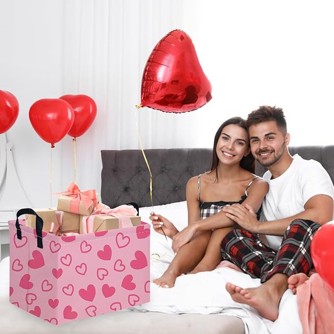 Rectangular Valentines Basket, baby Gift Basket Empty, Heart Print easter - Image 5