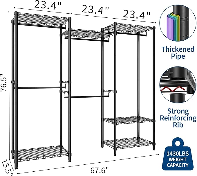 Clothes Rack for Hanging Clothes, Freestanding Garment Racks - Image 2