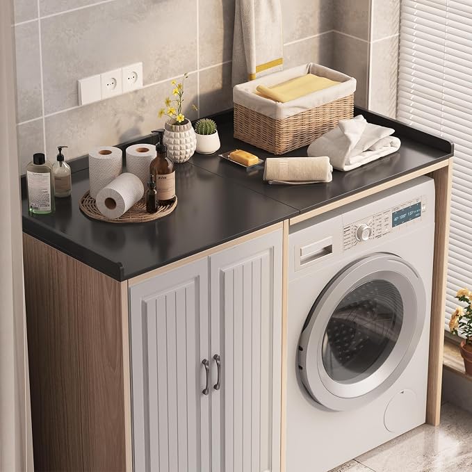 54"×27.5"×2" Foldable Washer Dryer Countertop, Solid Wood Laundry Storage Shelf by Rosedate