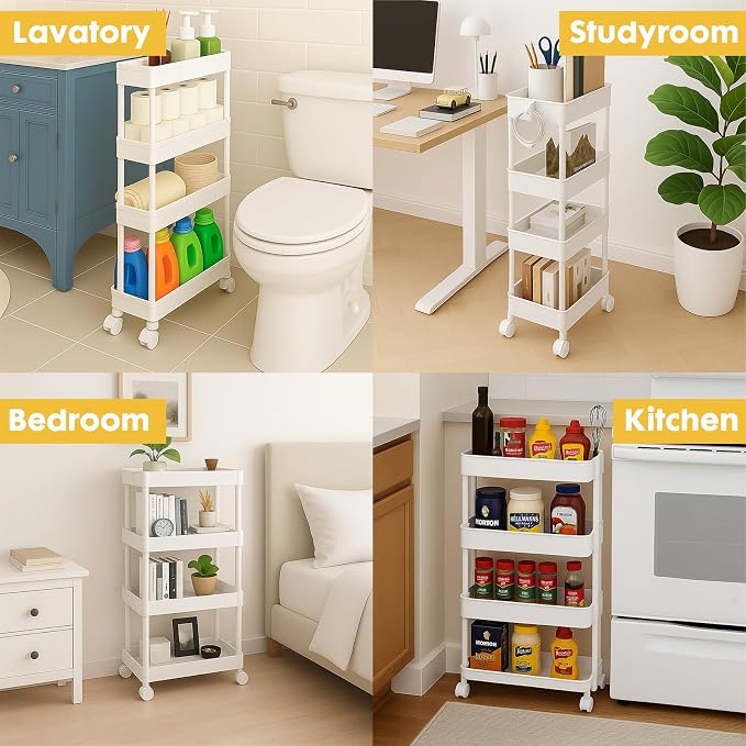 ShellKingdom 4 Tier Bathroom Storage Organizer, Slim Rolling Storage Cart - Image 2