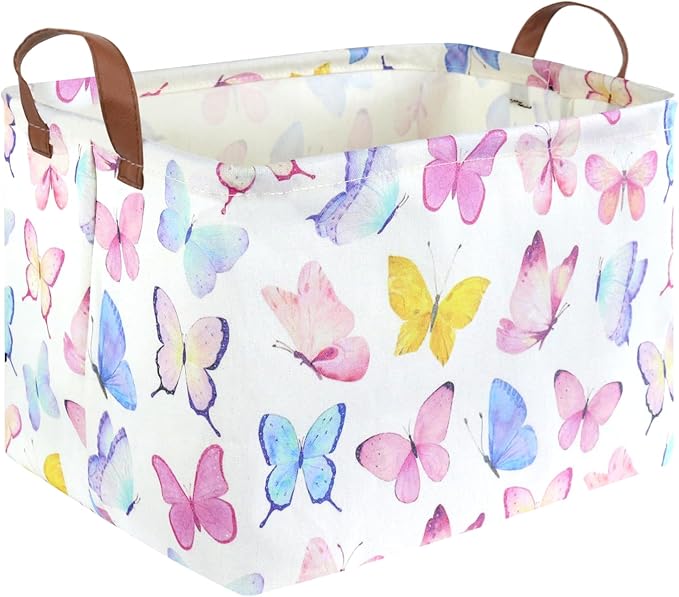 Rectangular Butterfly Basket, Girls Basket, Foldable waterproof cute storage by FXOCSHE