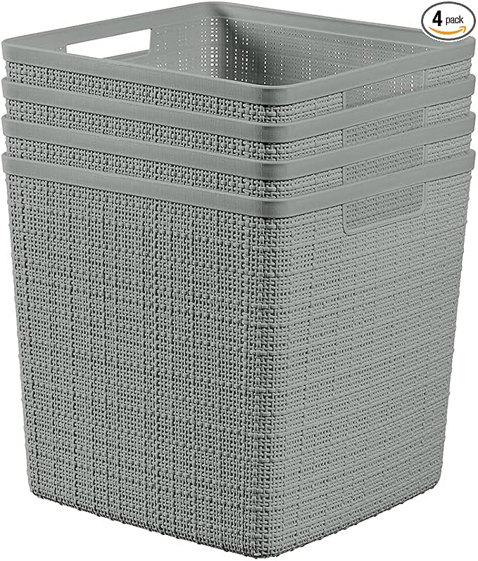 Curver Set of 4 Large Cube 17L Jute Decorative Plastic Organization and Storage by Curver