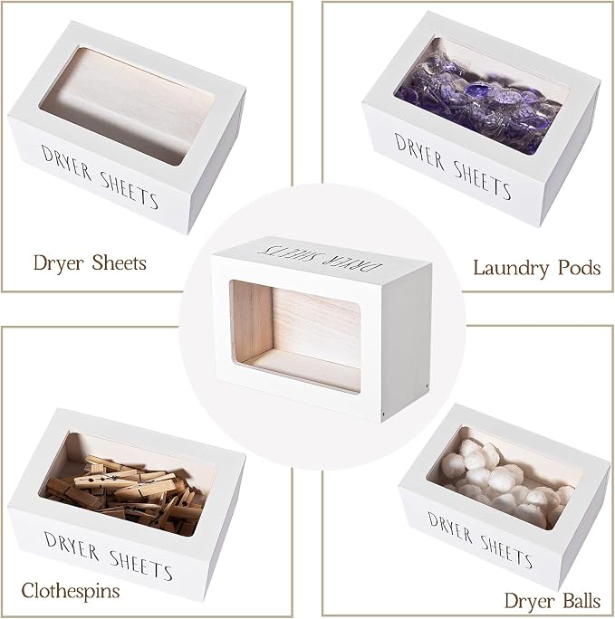 zoocatia Laundry Room Decor Dryer Sheet Container Wood Detergent Dispenser - Image 4