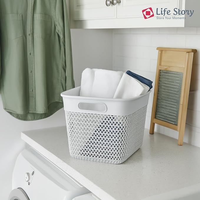Life Story Large Storage Basket, Decorative Plastic Home Organizer, Lightweight - Image 4