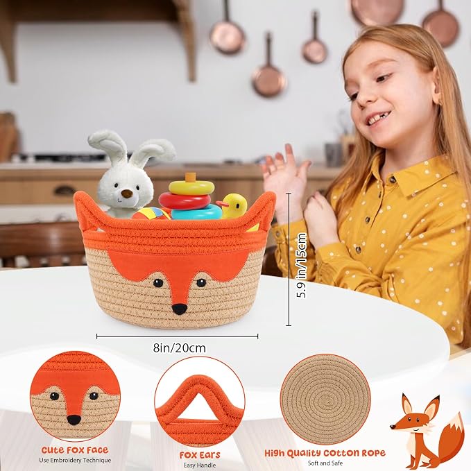 Small Storage Basket, Cute Fox Animal Gift Basket - Image 3