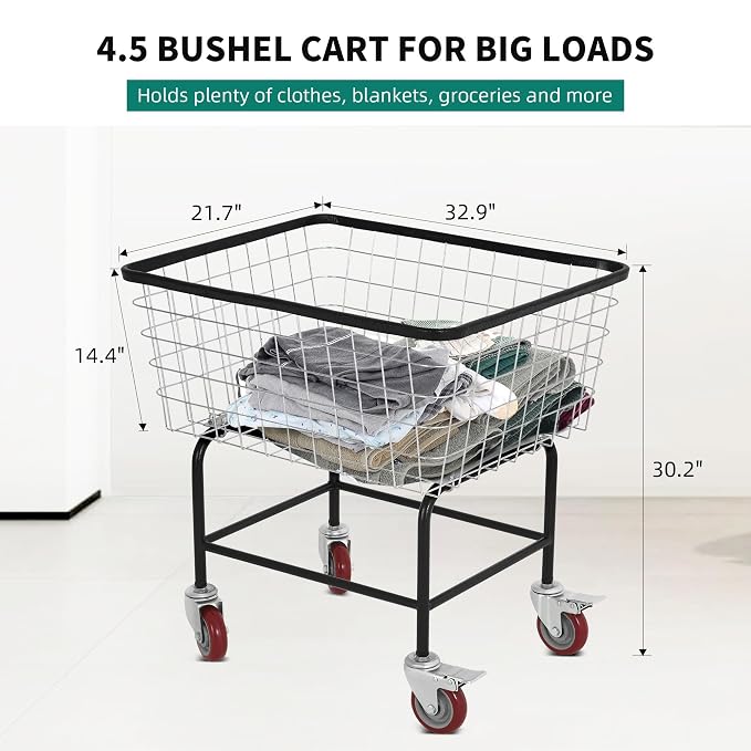 4.5-Bushel Rolling Laundry Cart - Image 8