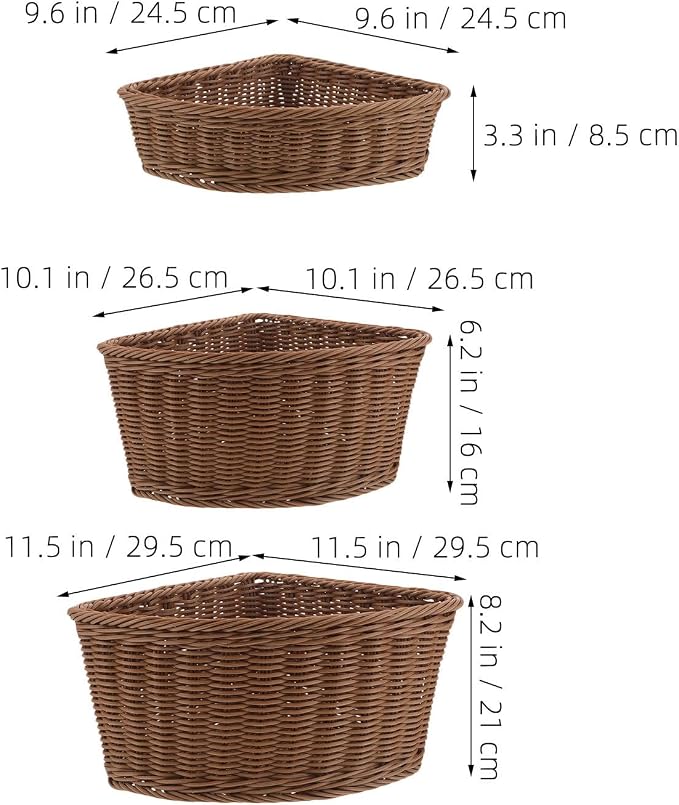 3pcs Imitation Rattan Woven Corner Basket - Image 2