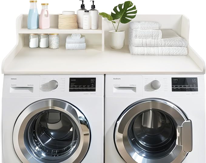 Kaboon Washer Dryer Countertop 2 Tier 58 inches Wide, Laundry Shelf Topper by Kaboon