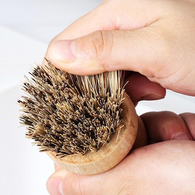 Fabater Palm Pot Brush, 3 Pack Bamboo Dish Brush, Natural Scrub Brushes Set - Image 4