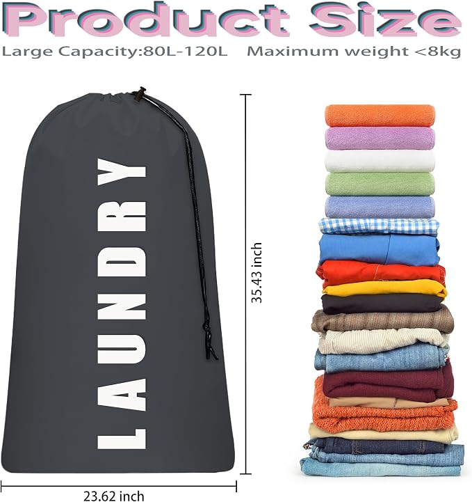 4 Piece Drawstring Travel Laundry Bag, Large Laundry Bag, Men's and Women's - Image 2