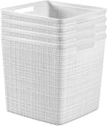 Curver Set of 4 Large Cube 17L Jute Decorative Plastic Organization and Storage by Curver