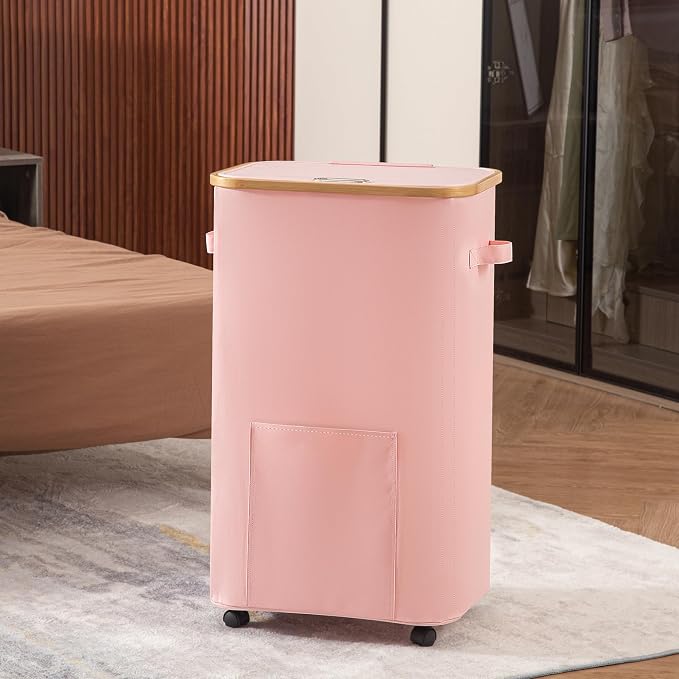 Laundry Basket with Wheels, Tall Dirty Clothes Hamper on Wheels, Rolling - Image 7