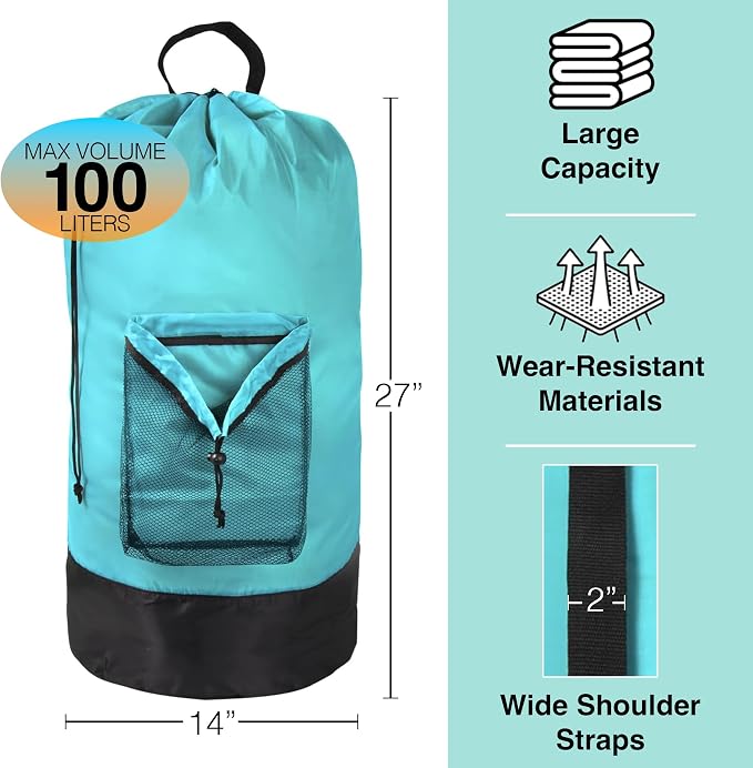 Turquoise Laundry Backpack - Image 2