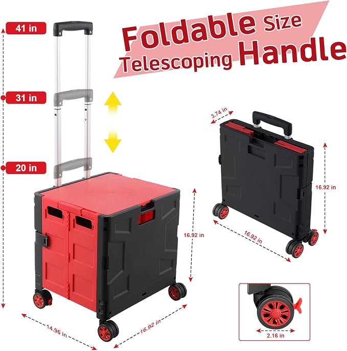 FELICON Folding Utility Cart Portable Rolling Crate Handcart - Image 3