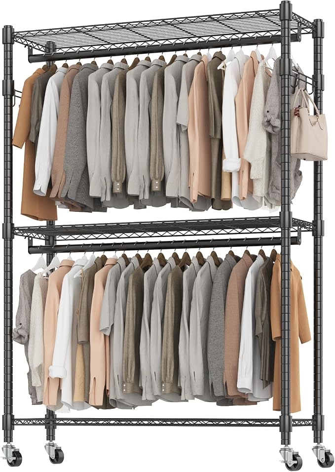 BATHWA Heavy Duty Garment Rack on Wheels, Rolling Clothes Racks - Image 8