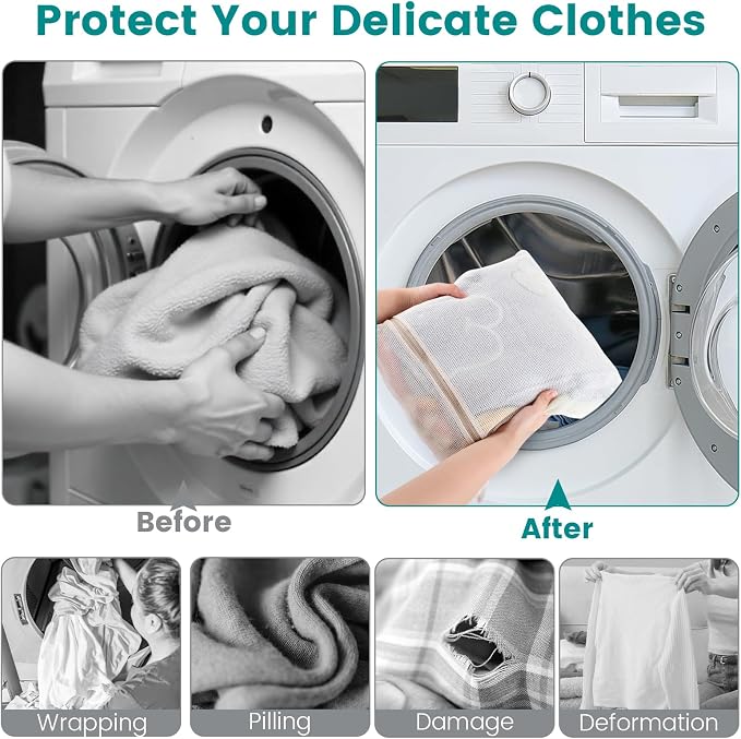 4Pcs Durable Cotton Mesh Laundry Bags - Image 3